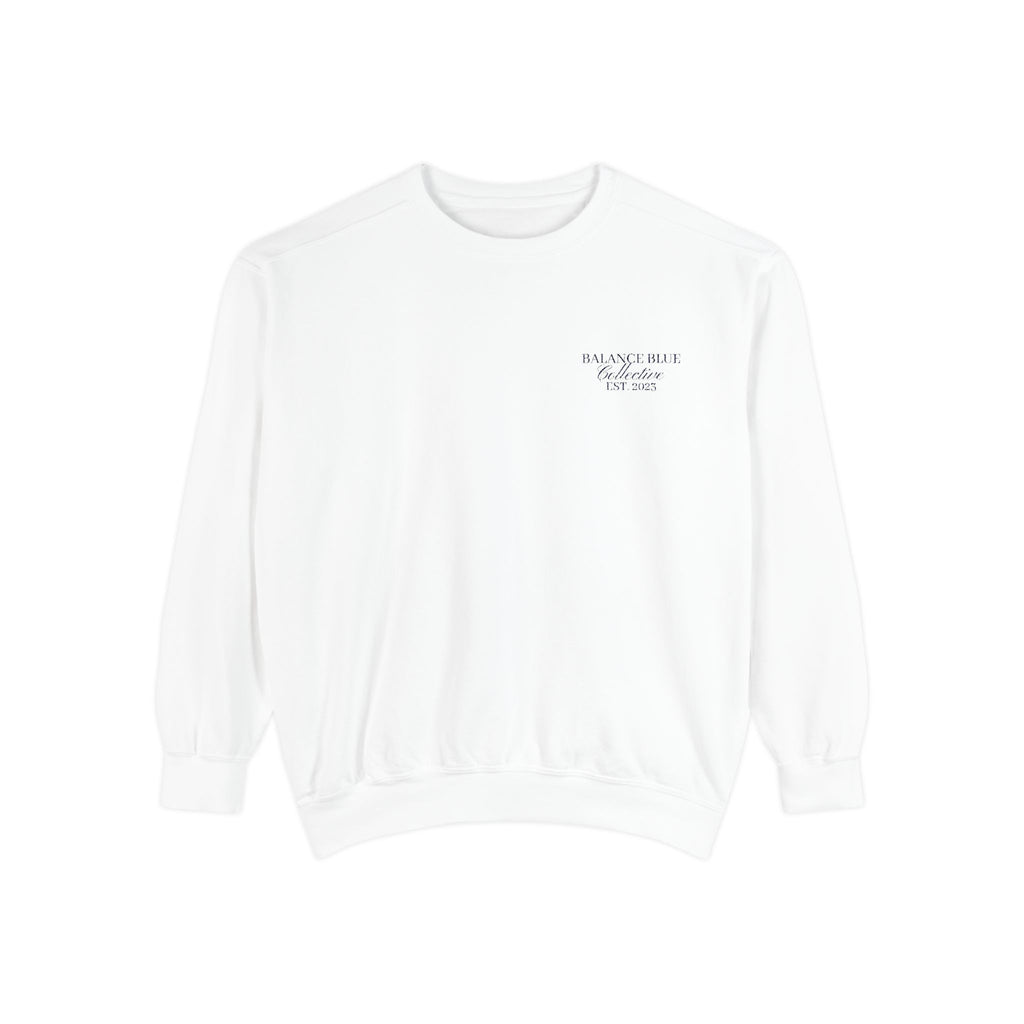 The Harbor Crewneck — White with Navy Embroidery