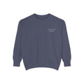 The Denim Tide Crewneck — Denim with White Embroidery