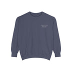 The Denim Tide Crewneck — Denim with White Embroidery