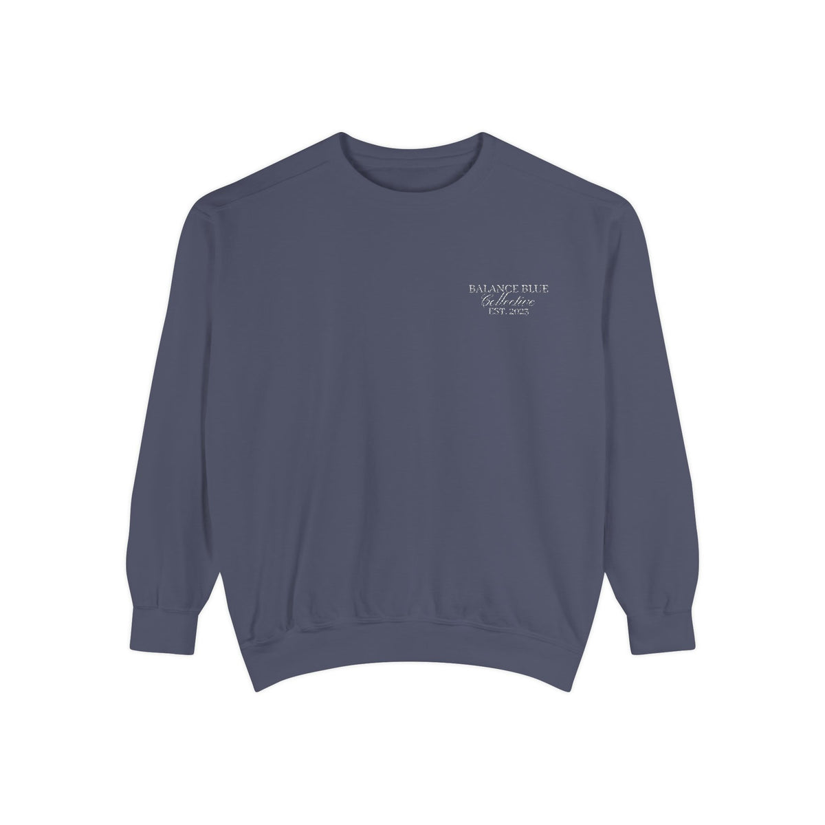 The Denim Tide Crewneck — Denim with White Embroidery