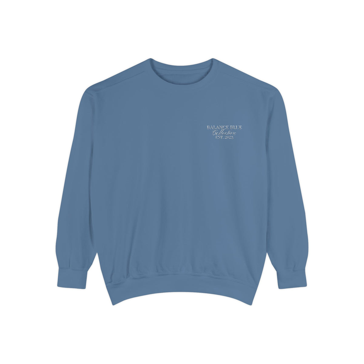 The Blue Jean Collective Crewneck — Blue Jean with White Embroidery