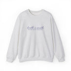 The Health Is Wealth Embroidered Crewneck — Ash with Navy Embroidery