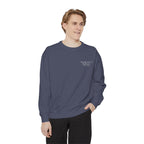 The Denim Tide Crewneck — Denim with White Embroidery