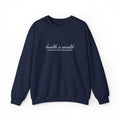 The Health Is Wealth Embroidered Crewneck — Navy with White Embroidery