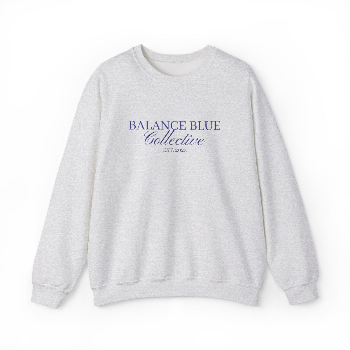 The Collective Unisex Statement Crewneck — Ash with Navy Embroidery